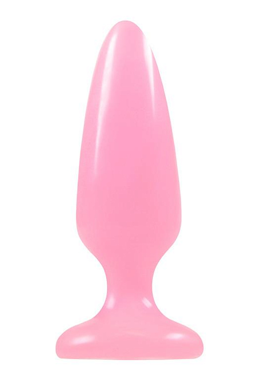 Розовая, светящаяся в темноте анальная пробка Firefly Pleasure Plug Medium Pink - 12,7 см. - термопластичный эластомер (TPE)