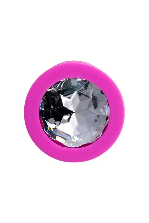 Розовая анальная втулка Brilliant с прозрачным кристаллом - 7 см. от Intimcat