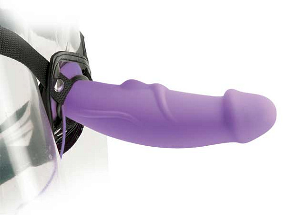 Фиолетовый вибратор-насадка для страпона - 15,2 см. - силикон
