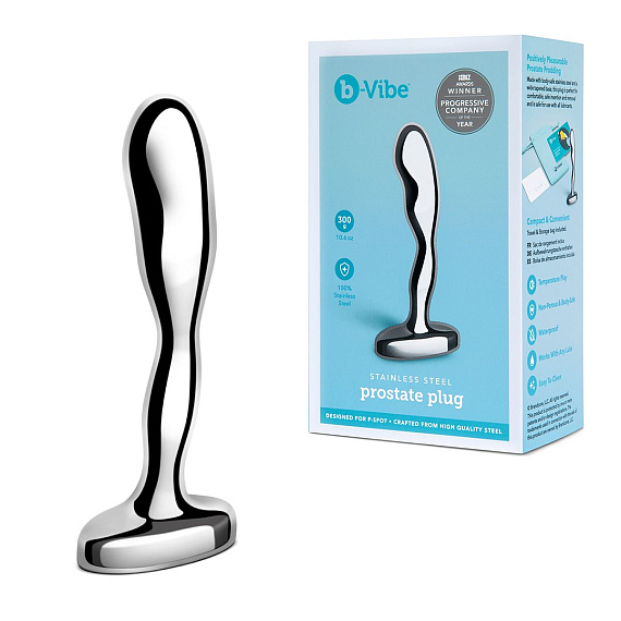 Стальной стимулятор простаты Stainless Steel Prostate Plug - 11,5 см. - металл