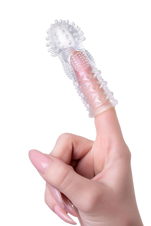 Прозрачная рельефная насадка на палец Hicks - 8,5 см. от Intimcat