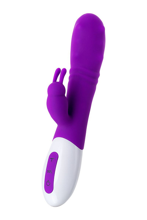 Фиолетовый вибратор JOS TATY с пульсирующими шариками - 21,5 см. - силикон
