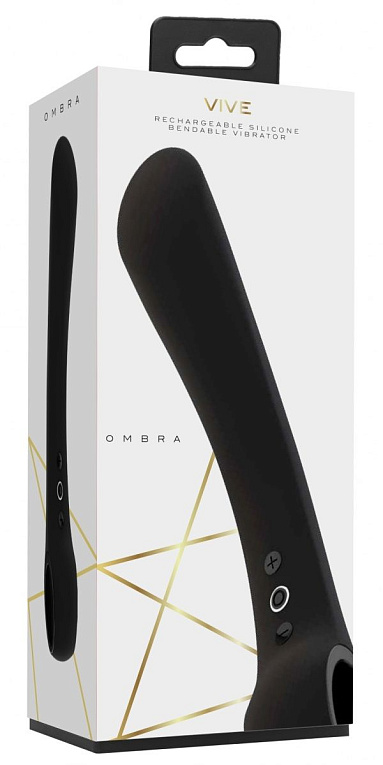 Черный гибкий вибромассажер Ombra - 21,5 см. от Intimcat