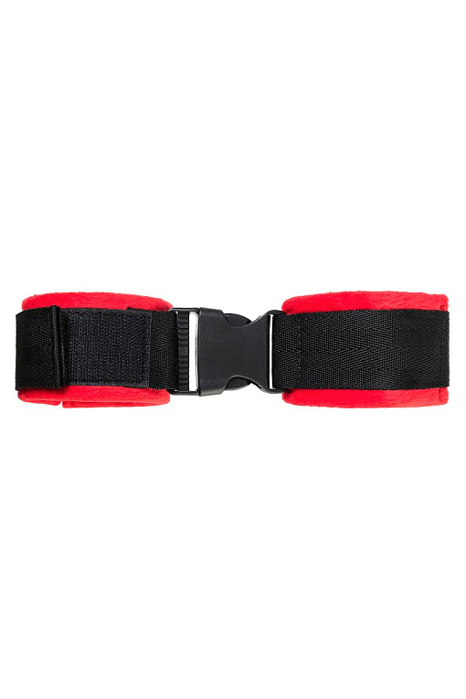 Красно-черные велюровые наручники Anonymo - фото 5