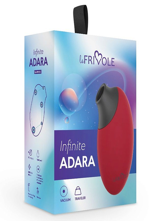 Бордовый вакуумный стимулятор клитора Adara - анодированный пластик, силикон