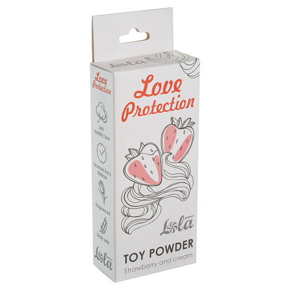 Пудра для игрушек Love Protection с ароматом клубники со сливками - 15 гр. - 