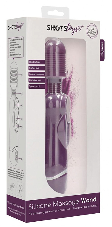 Фиолетовый универсальный массажер Silicone Massage Wand - 20 см. - силикон