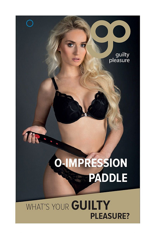 Чёрный пэддл с красным геометрическим узором O-Impression Paddle - 40 см. от Intimcat