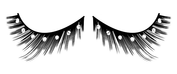 Черные пушистые ресницы с белыми кристаллами