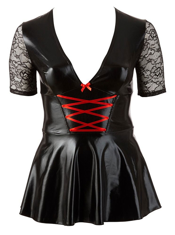 Коротенькое платье с декоративной шнуровкой красного цвета от Intimcat