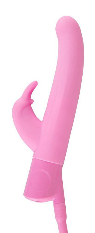 Розовый вибратор с функцией расширения Rosy Bunny - 20 см. - силикон