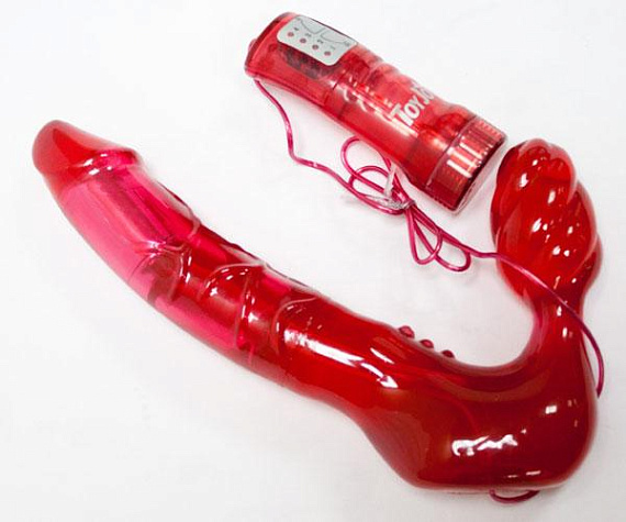 Безремневой вагинальный страпон с вибратором Bend Over Boyfriend Red - 21 см. Toy Joy