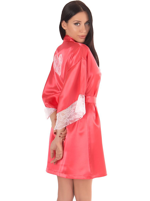 Короткий халатик-кимоно с кружевным сердечком на спинке - фото 7