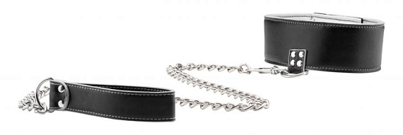 Чёрно-белый двусторонний ошейник с поводком Reversible Collar with Leash от Intimcat