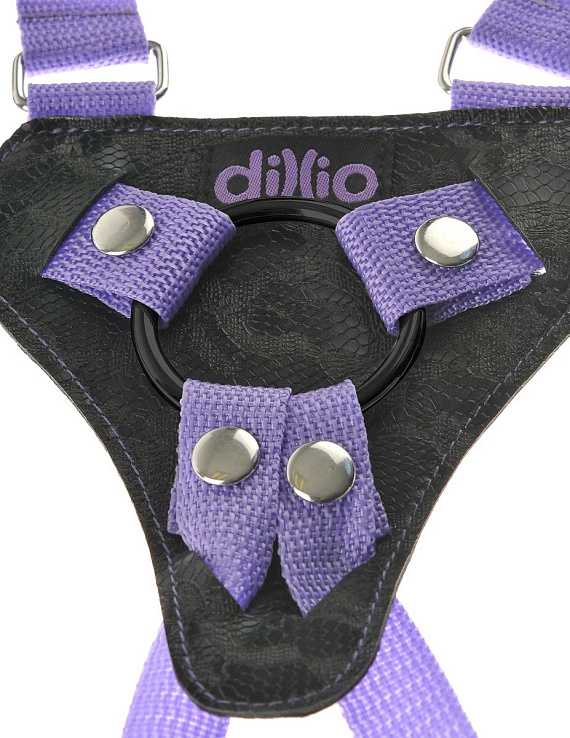 Фиолетовая страпон-система 7  Strap-On Suspender Harness Set с реалистичной насадкой - 19 см. - фото 5