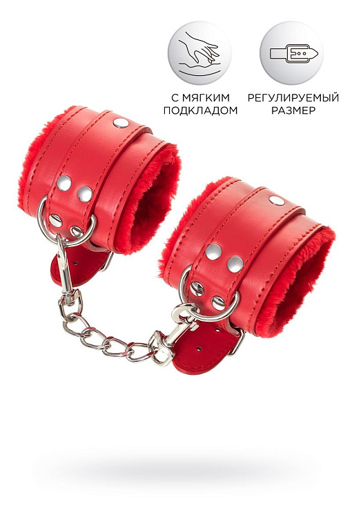 Красные наручники Anonymo из искусственной кожи - искусственная кожа