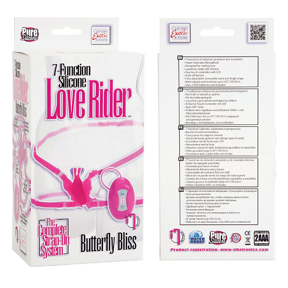 Розовая вибробабочка на ремешках LOVE RIDER - силикон