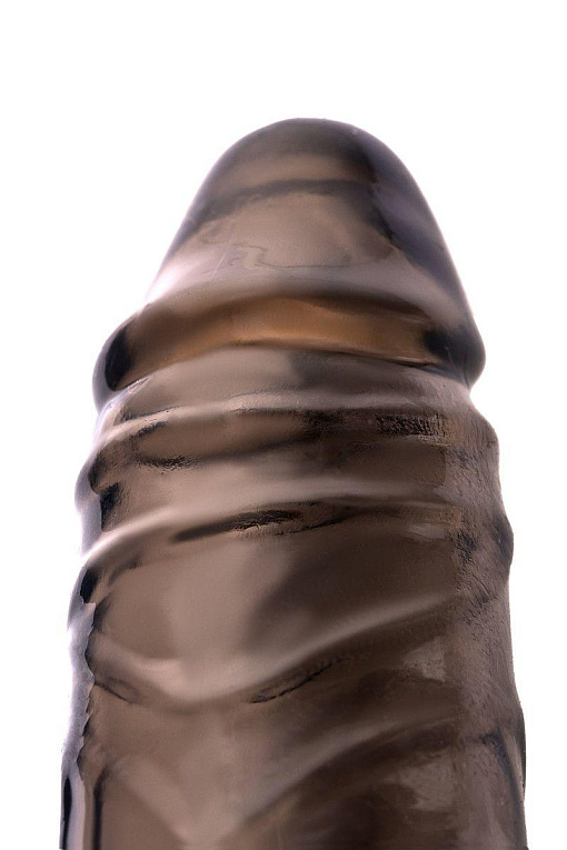 Дымчатая фаллическая насадка с подхватом и закрытой головкой - 16,2 см. ToyFa
