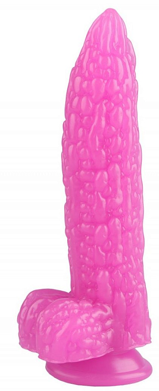 Розовый фантазийный фаллоимитатор  Дикая кукуруза  - 21 см. - эластомер (полиэтилен гель)