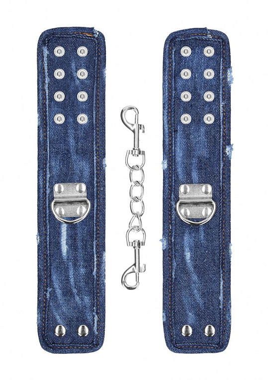 Синие джинсовые наручники Roughend Denim Style - тканевая основа