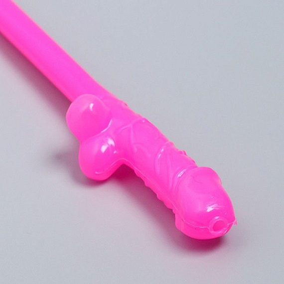 Розовые коктейльные трубочки в виде пениса - 5 шт. - пластик