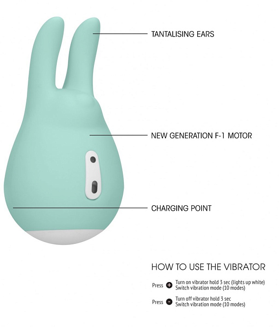 Зеленый клиторальный стимулятор Love Bunny с ушками - 9,5 см. от Intimcat