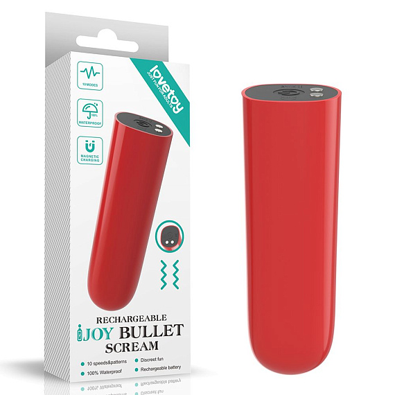 Красный мини-вибратор IJOY Rechargeable Bullet Scream - анодированный пластик (ABS)