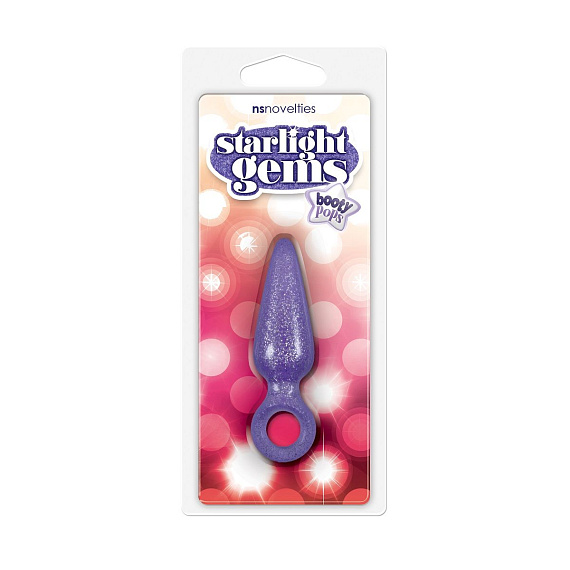Фиолетовая анальная пробка Booty Pops с кольцом - 8 см. - термопластичный эластомер (TPE)