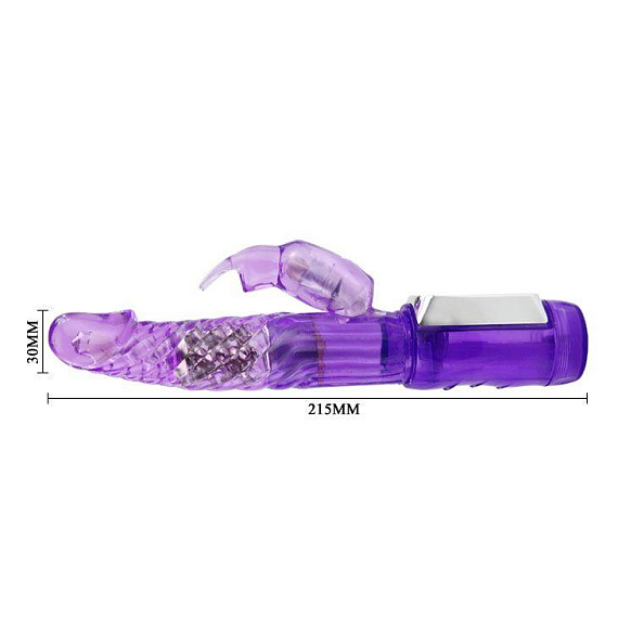 Фиолетовый вибратор India Cowherd с ротацией и клиторальной стимуляцией - 21,5 см. Baile