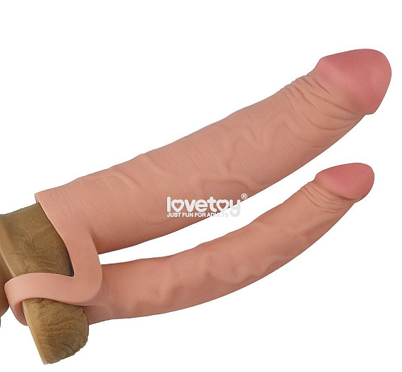 Телесная насадка для двойного проникновения Add 2 Pleasure X Tender Double Penis Sleeve - 20 см. - термопластичный эластомер (TPE)