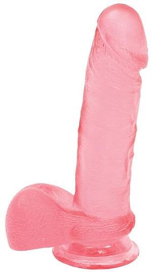 Розовый гелевый фаллос CRYSTAL JELLIES - 18 см.
