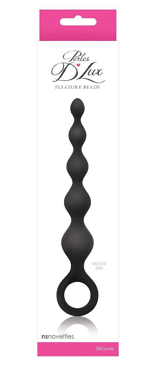 Чёрная анальная цепочка Perles D Lux Short - 16,5 см. - силикон