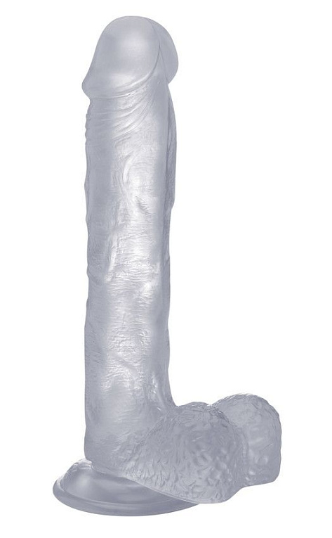 Прозрачный фаллоимитатор Realistic Cock 9  With Scrotum - 23,5 см.