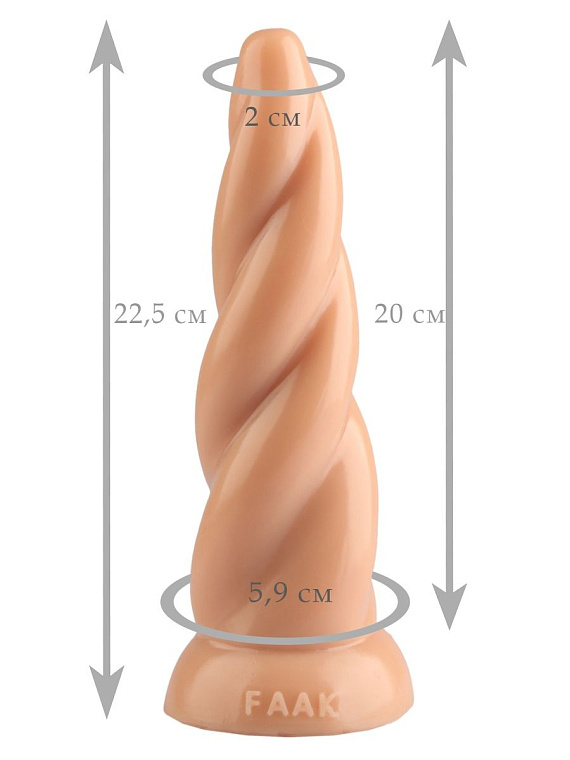 Телесная винтообразная анальная втулка - 22,5 см. - эластомер (полиэтилен гель)