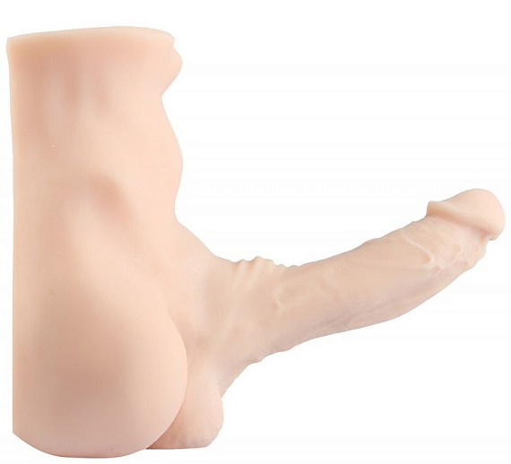 Телесный реалистичный слепок мужского тела с фаллосом - термопластичный эластомер (TPE)
