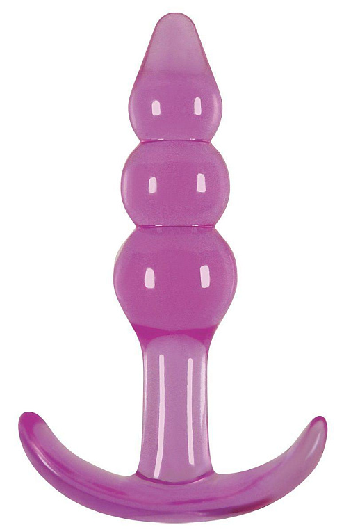 Фиолетовая анальная пробка Jelly Rancher T-Plug Ripple Purple - 10,9 см. - термопластичный эластомер (TPE)