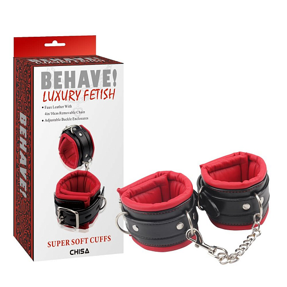 Черно-красные кожаные оковы Super Soft Ankle Cuffs от Intimcat