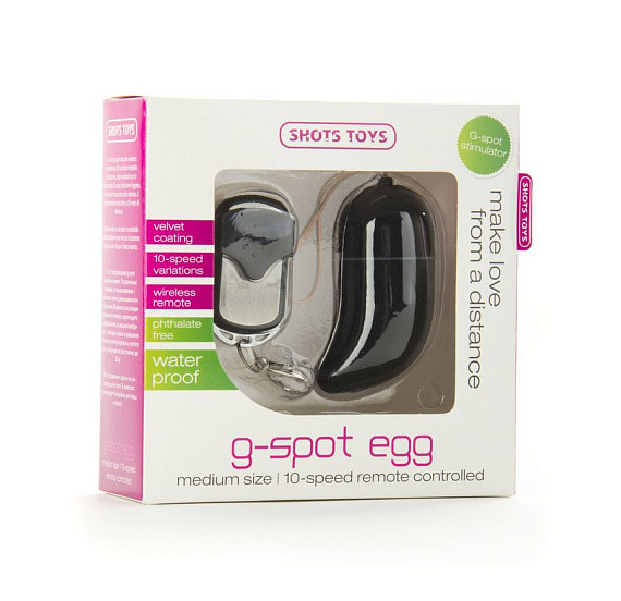Чёрное радиоуправляемое виброяйцо Vibrating G-spot Egg medium - анодированный пластик (ABS)