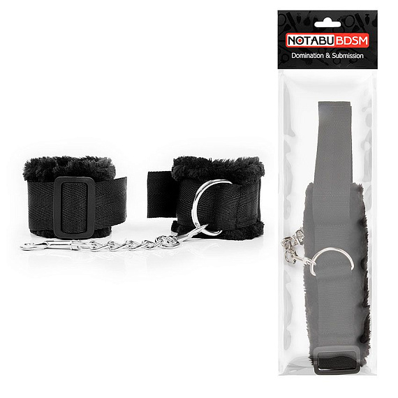 Черные наручники на регулируемых пряжках - текстиль
