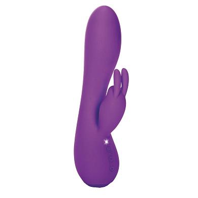 Перезаряжаемый фиолетовый вибромассажер Petite Rabbit - 21 см.
