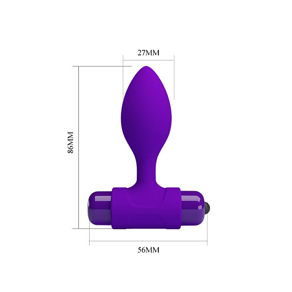 Фиолетовая анальная пробка с мощной вибрацией Vibra - 8,6 см. Baile