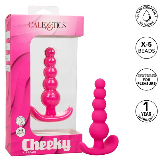 Розовая анальная елочка для ношения Cheeky X-5 Beads - 10,75 см. - фото 5
