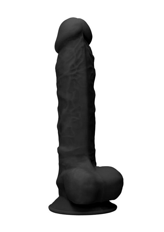 Черный фаллоимитатор Realistic Cock With Scrotum - 22,8 см. от Intimcat