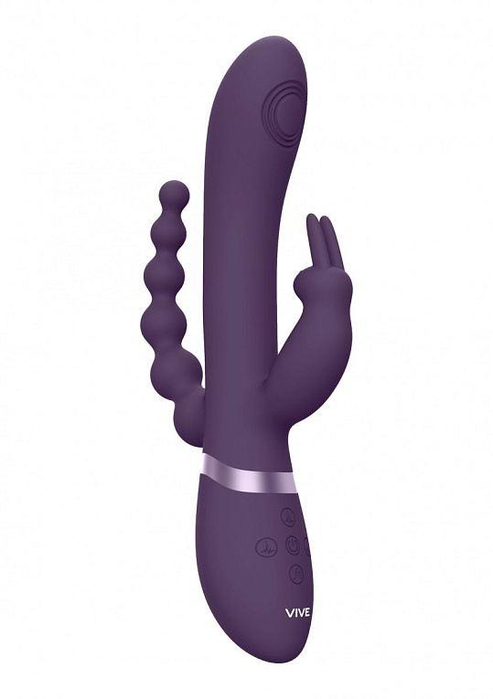 Фиолетовый анально-вагинальный вибромассажер Rini - 22,3 см. от Intimcat