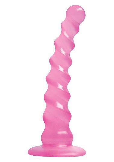 Рифленый розовый анальный стимулятор Jollipops