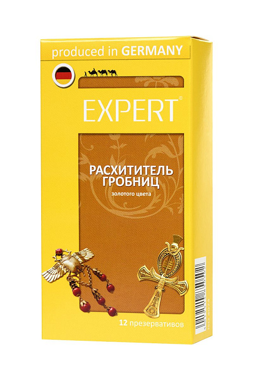Золотистые презервативы Expert  Расхититель гробниц  - 12 шт.