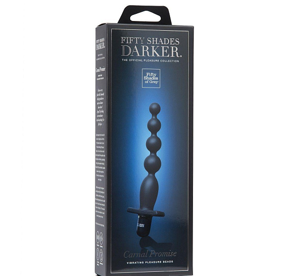 Тёмно-синяя анальная виброёлочка Carnal Promise Vibrating Anal Beads - 20,8 см. Fifty Shades of Grey