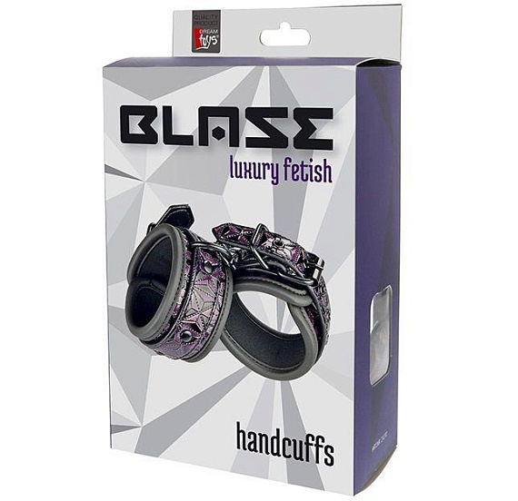 Фиолетово-чёрные наручники BLAZE HANDCUFF PURPLE - полиуретан
