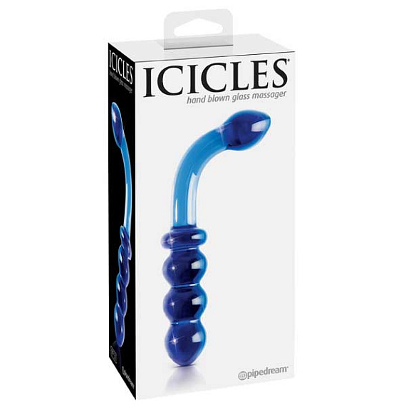 Синий стеклянный анальный стимулятор ICICLES № 31 от Intimcat