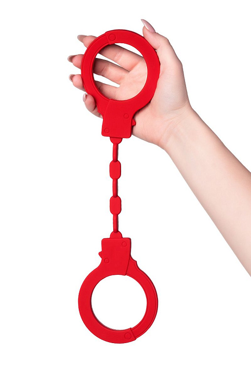 Красные силиконовые наручники  Штучки-дрючки от Intimcat